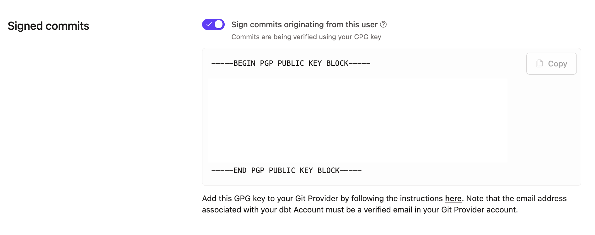 Example of profile setting Signed commits Example of profile setting Signed commits