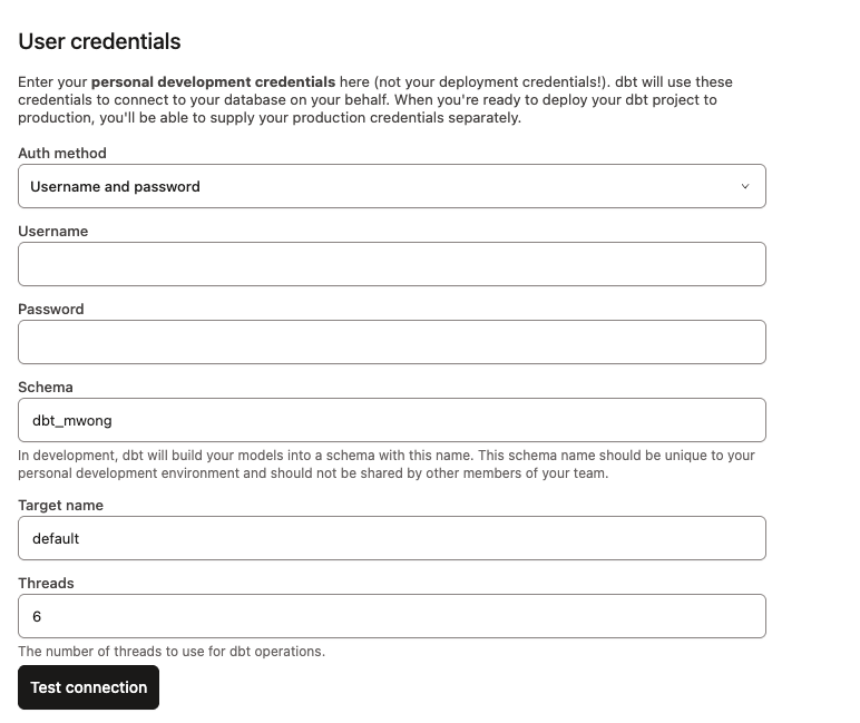 Configure user credentials in your profile Configure user credentials in your profile