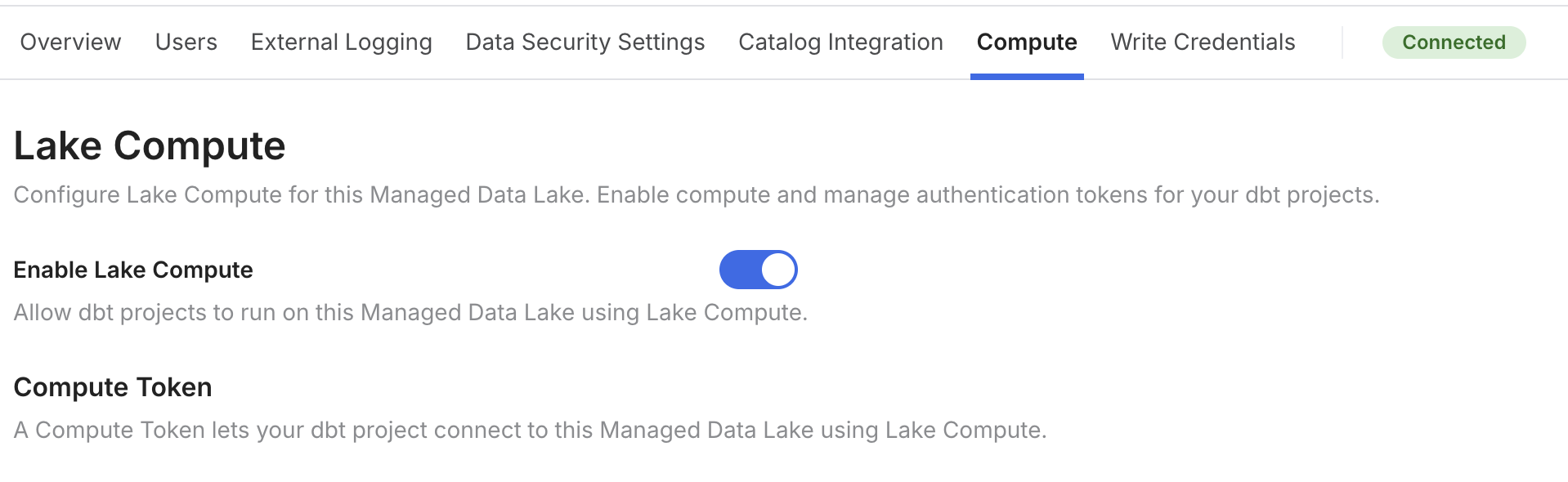 Enable Lake Compute Enable Lake Compute