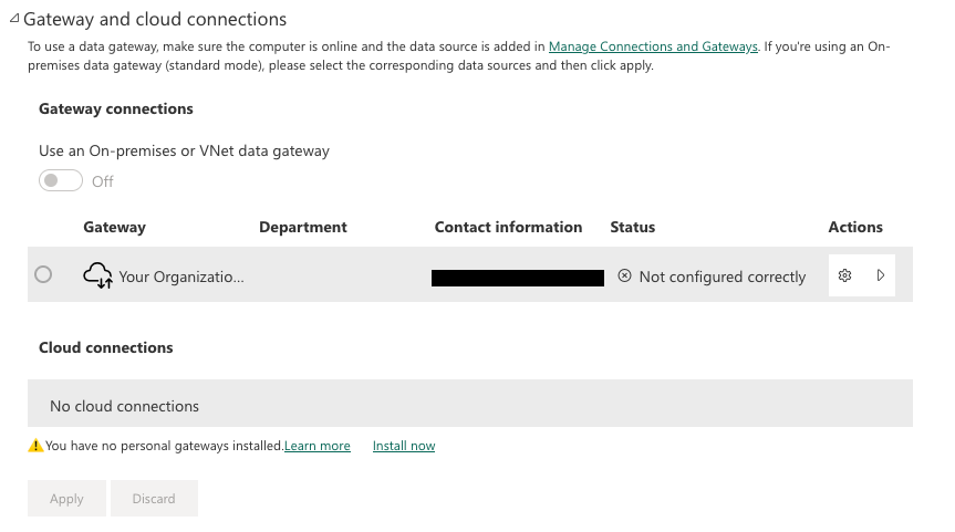 Configure the gateway connection Configure the gateway connection