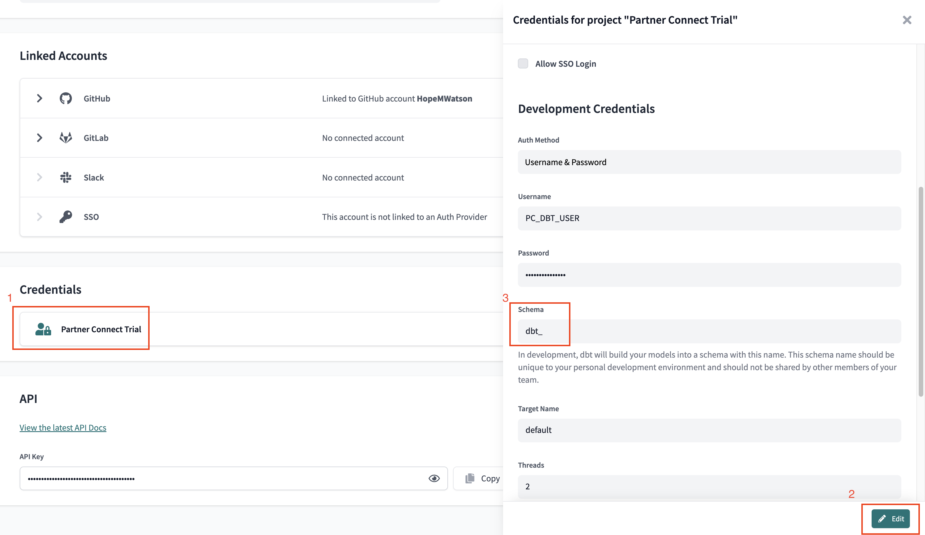 Credentials edit schema name Credentials edit schema name